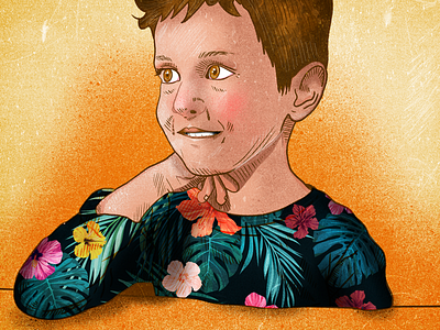 The little boy boy floral flowers illustration procreate