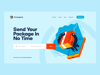 packageme UI design delivery design flat illustration illustrator minimal packagedesign type ui web website