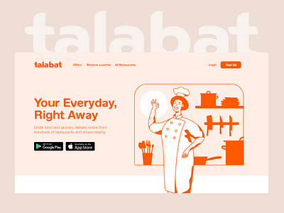 talabat landing page - unofficial app design flat illustration illustrator minimal ui ux web website
