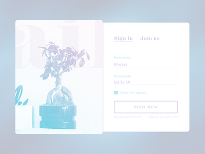 Sign up form for Daily UI calm digital interface modal soft ui user
