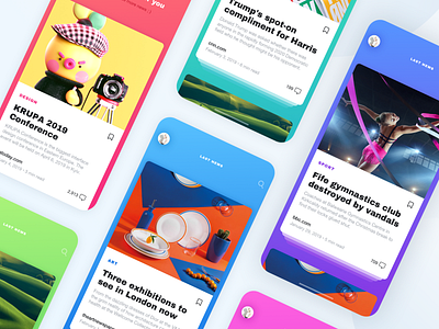 News App UI 3d art app art cards ui design flat gradient illustration ios news news app typography ui ux