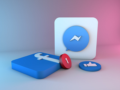 Messenger and Facebook 3D icons 3d 3d art 3d design blue branding cinema 4d colors design graphic design icon lights logo