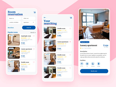 Hotel rooms mobile app app design application design graphic design hobby hotel app hotel booking mobile app mobile app design mobile application mobile design mobile ui room booking ui ux