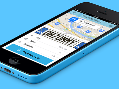 Easy Sms Parking App [wip] 5c app blue flat ios ios7 iphone mockup native app parking perspective simple