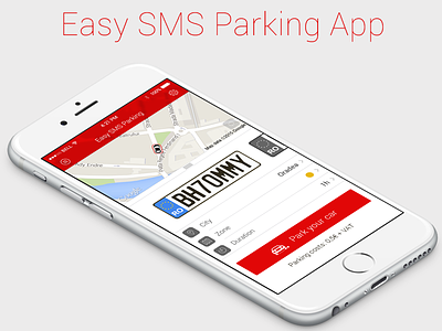 Easy Sms Parking App Concept app design flat ios iphone 6 iphone app minimal red sms parking