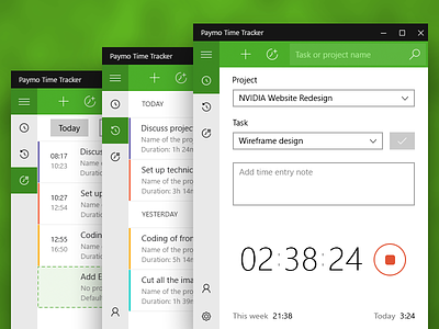 Time Tracking Windows Widget app design software time tracking ui ux widget widget app windows app