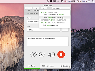 Time Tracking Widget for Mac