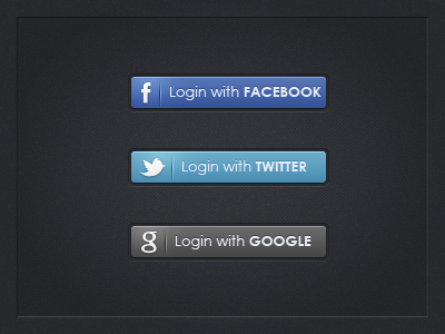Social Login Buttons button dark facebook google login login button social social login button twitter ui