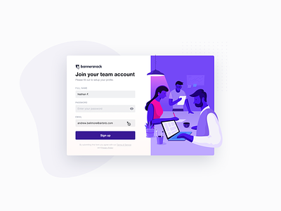 Dribbble Team Invite Account Setup app button color colorful art email field guide flow form form field illustration minimal modern signup ui ux webdesign