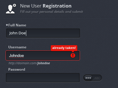 Modern And Slick Register And Login Form Box dark error form icon input field interface registration switch texture ui user validation