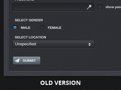 Register Form Redesign [before&after] dark dropdown form radio button shadow texture ui ux