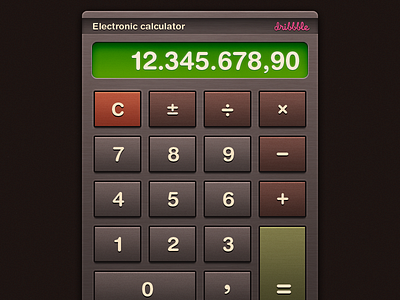 Electronic Calculator (redo) @2x button calculator dark dribbble electronic gui metalic noise retina texture tribute ui