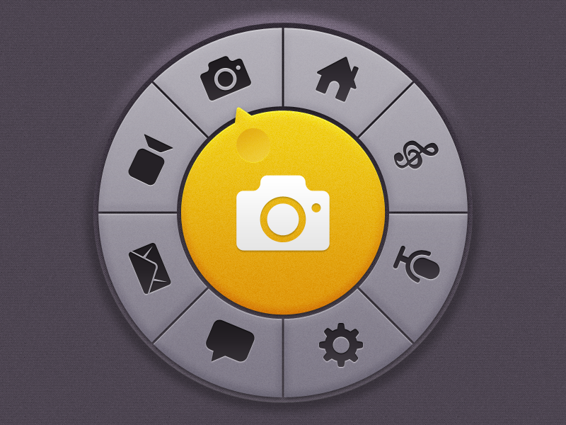 Circular Menu Thingy circular menu ios app console home screen start screen selector texture dark yellow knob ui mobile