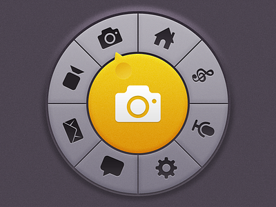 Circular Menu Thingy app circular console dark home screen ios knob menu mobile selector start screen texture ui yellow