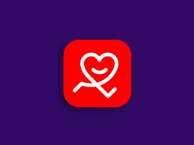 Running Fitness App Icon Logo app icon branding charity design flat heart ios android marathon mobile run symbol ui