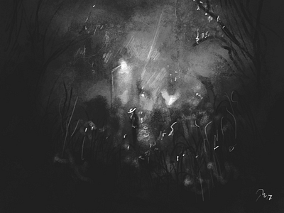 A Walk in the Dark cartoon chalk charcoal dark illustration noir painting sketch surreal