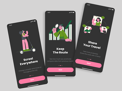 Scrooooll (Onboarding Guide) app design branding design illustration landing minimal mobile app ui ui design uiux