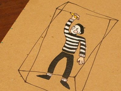 Drawing Mime acrylic book drawing french illustration ink mime painting pencil