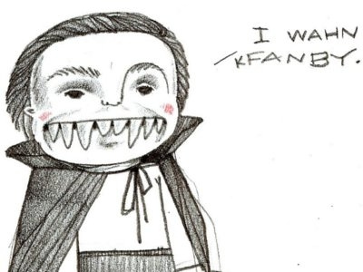 trick-or-treat! boy child colored pencil cute dracula drawing illustration pencil vampire