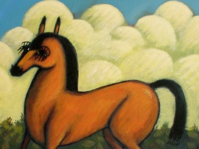 Horse painting acrylic animal folk horse painting