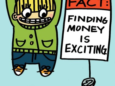 Finding Money Cartoon boy child coin cute illustration kid lol money quarter