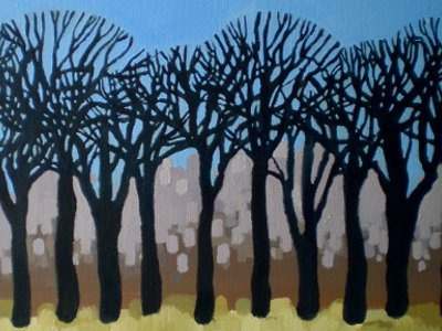 Spring Trees acrylic painting