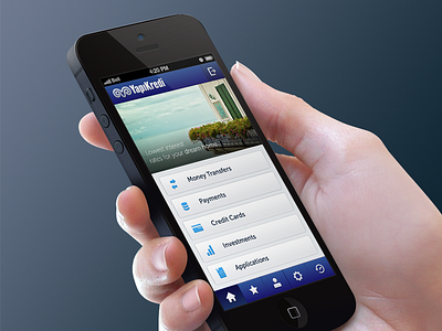 Mobile Banking App banking gui home ios iphone iphone 5 list menu menu mobile banking mobile banking app navigation navigation bar tab bar ui