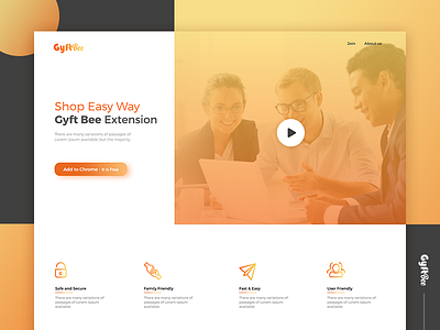 Gyft Bee Extension Landing Page clean design extension gyftbee landing minimal page shopping ui ux web website