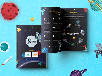 Game Experience America Brochure Design brochure creative game gaming graphic icons info infographics print universe vibrant