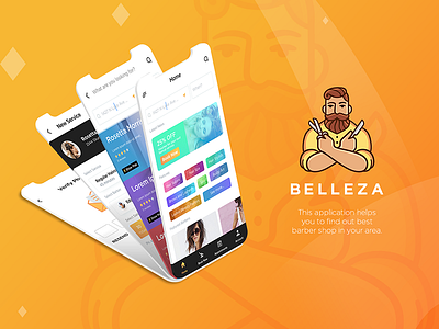 Belleza App Ui-Ux Design:  Find Barber near you