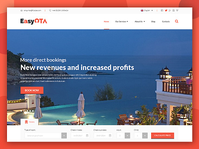Easy Ota Index Page Design bookng design flight hotels interface minimal restro typography ui ux web website
