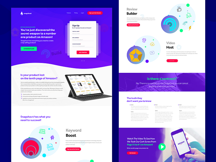 Snagshout Web Page UI-UX Design by Pawan Droch on Dribbble