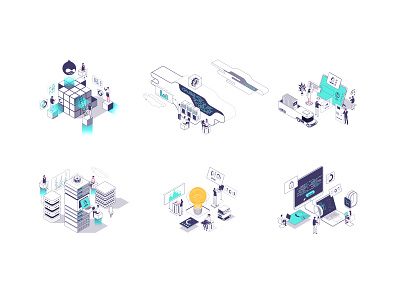 Tech services illustrations axonometric world cloud computing dark mode isometric isometric art isometric design isometric illustration isometric world technologies technologies illustration technology division vector