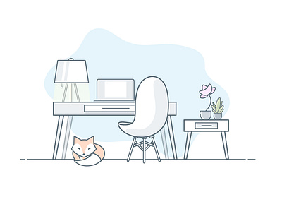 WFH art clean design colour design fox illustration illustrator