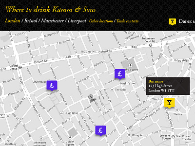 Kamm & Sons map page booze map maps web design website