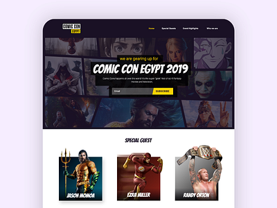 Comic con Landing page clear comic art comic con comics design home page landingpage ui ux