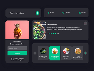 Food app card (Dark mode ) application cooking dark mode dark theme dark ui design food food app food delivery ui ux