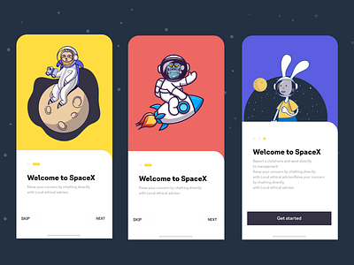 Space app Onboarding screens