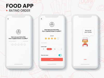 Food Ordering App - Rating Concept android application clean design flat food ios ordering rating ui ux