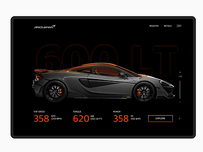 Mclaren 600LT car colour concept design ui ux uxui webdesign