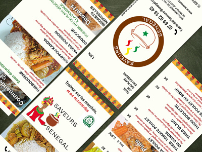 saveur senegal cook design editorial flyer design flyer traiteur food illustration logo menu menu design rice traiteur senegalais vector