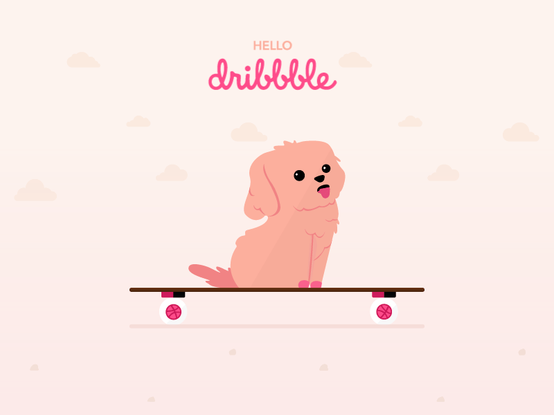 Hello Dribbble! animation debut dog dog on skateboard dribbble first shot hellodribbble illustration skateboard