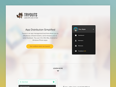 Tryouts andoid app beta cms ios tryouts ui website
