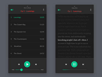 Juggernaut Audiobook Dark android app book flat ios iphone minimal phone profile reading settings