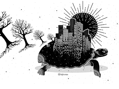 Stage :: Develop artwork cities development environment growth illustration raising save slow tortoise trees