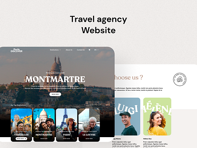 Travel agency website branding paris travel typogaphy ui user ux web