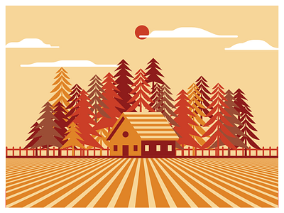 Farm House design farm farm house illustration poster vector warm colors