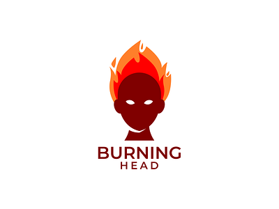 Burning Head Logo brand branding burn burning business company corporate fire flame head heat hot logo power strong superhero