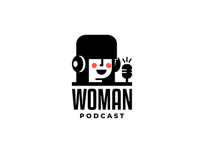 Woman Podcast Logo brand branding company female for sale girl illustration logo media microphone podcast woman