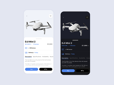 Product Page UI Design app brand buy commerce concept minimal mobile product page quadcopter shop store